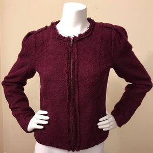 CAbi Britt Jacket Maroon Tweed Wool
